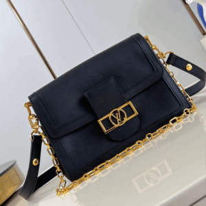 Louis Vuitton LV Dauphine Soft Like Auth Black Handbags 24x17x9cm